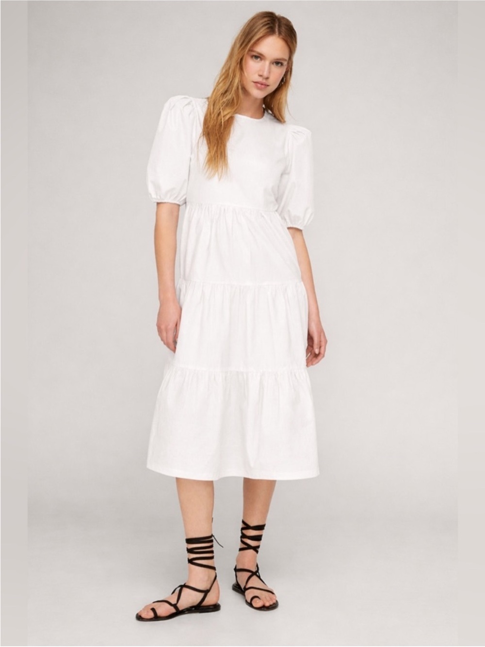 Aritzia Little Moon Delphi Poplin Cotton Midi Dress - White - XS